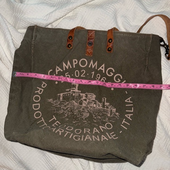 Campomaggi Genziana Canvas and Leather Shopper Tote - Picture 12 of 16